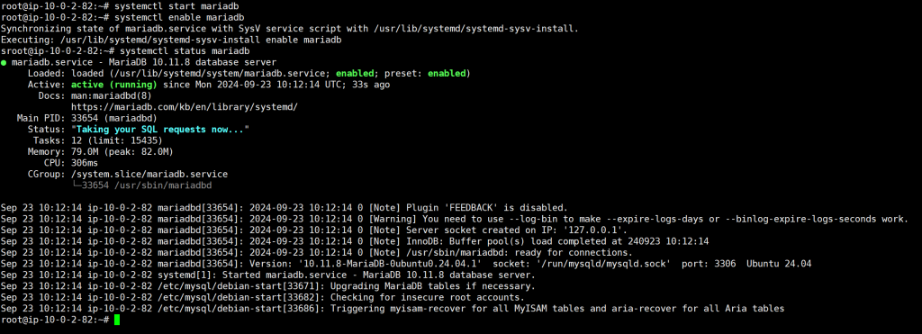 Enable and Start Mariadb Server service