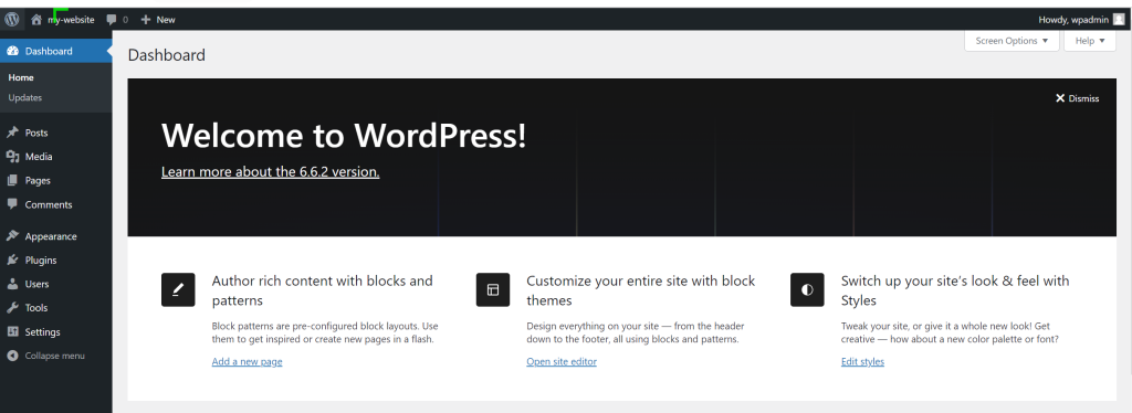 Wordpress default page.